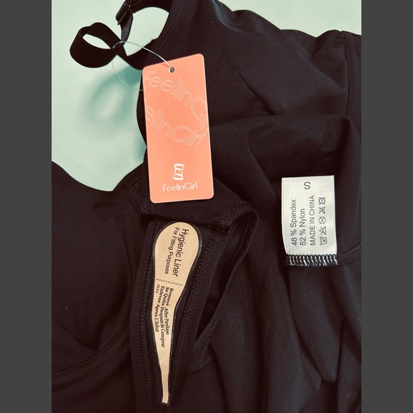 Black Tummy Control Body Suit Deep V Neck/Thong Body Shaper BY Feeling Girl - Picture 6 of 6